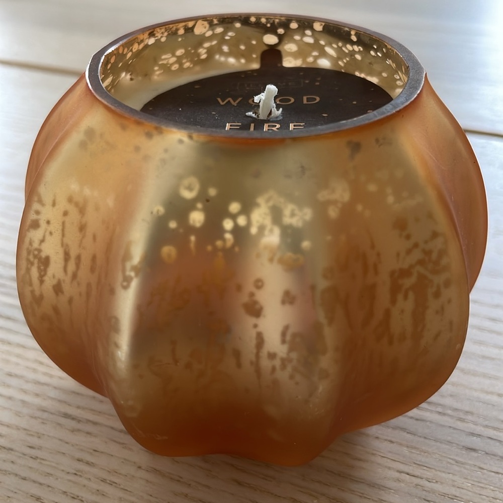 ILLUME Woodfire Mercury Glass Pumpkin Candle